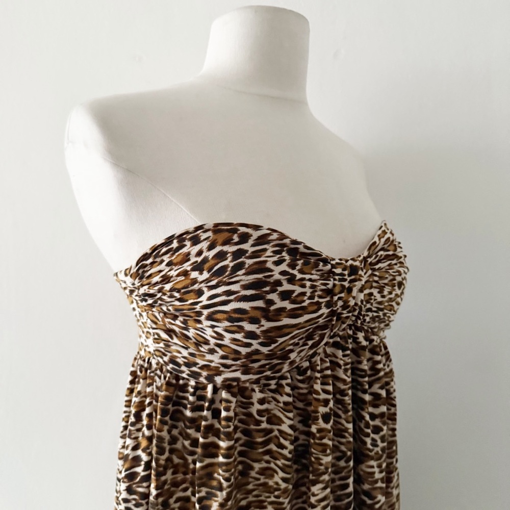 Vintage Y2K 2010s Wet Seal Leopard Cheetah Print Bubble Hem Mini Dress Medium - Picture 2 of 4